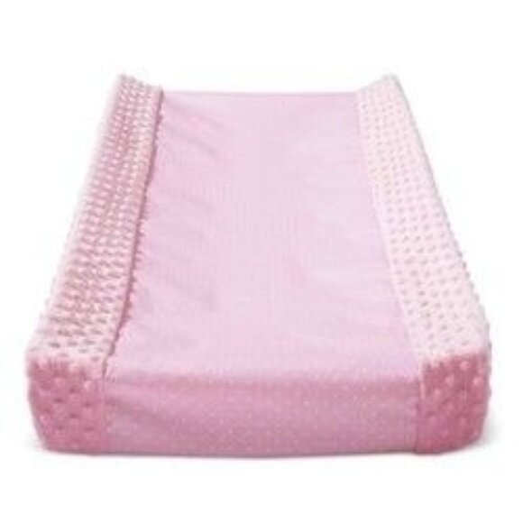 Cloud Island Pink Wipeable Changing Pad Cover with Plush Sides Dots - Picture 1 of 4
